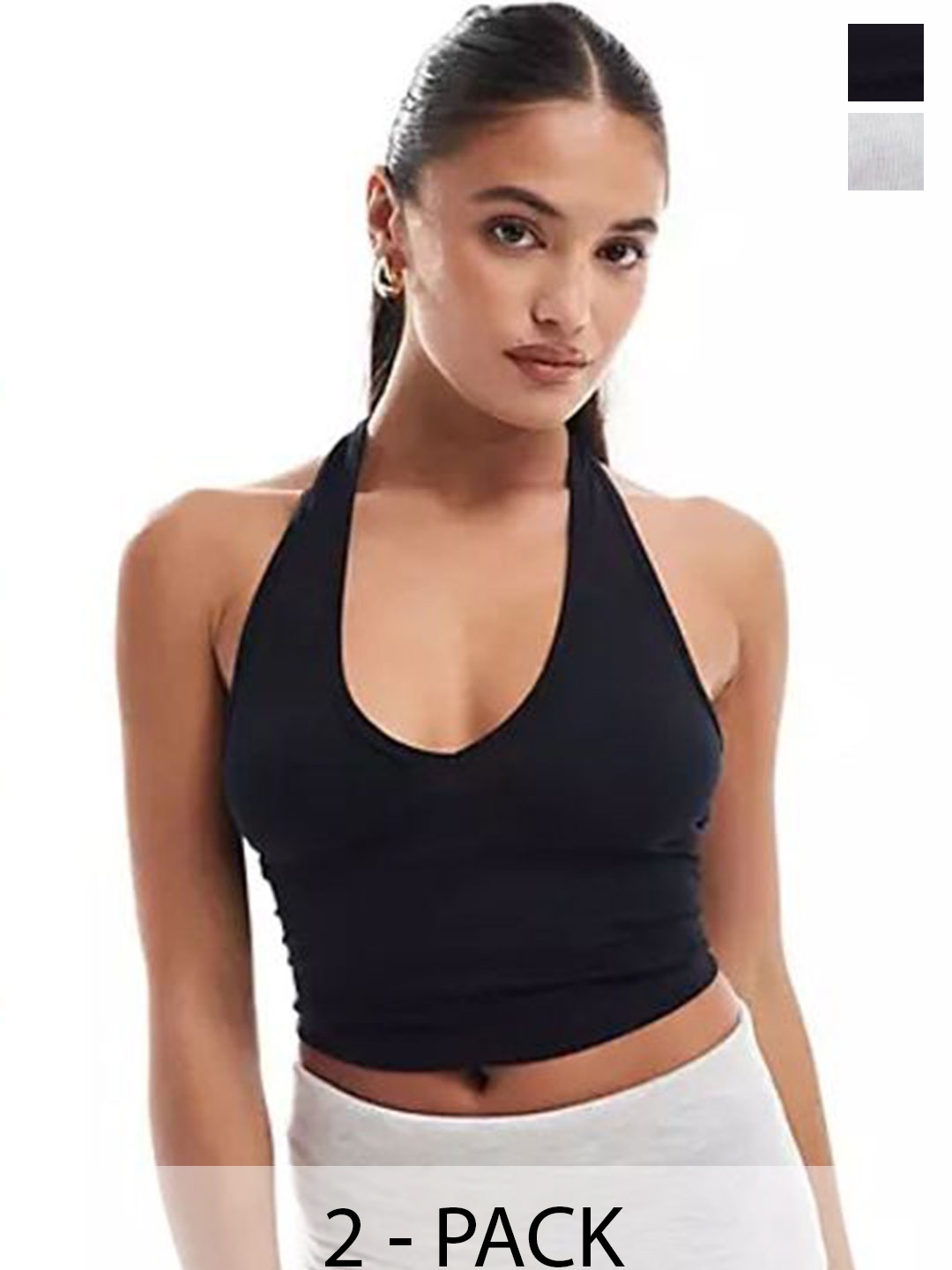

SRISARAS Halter Neck Tank Crop Top, White