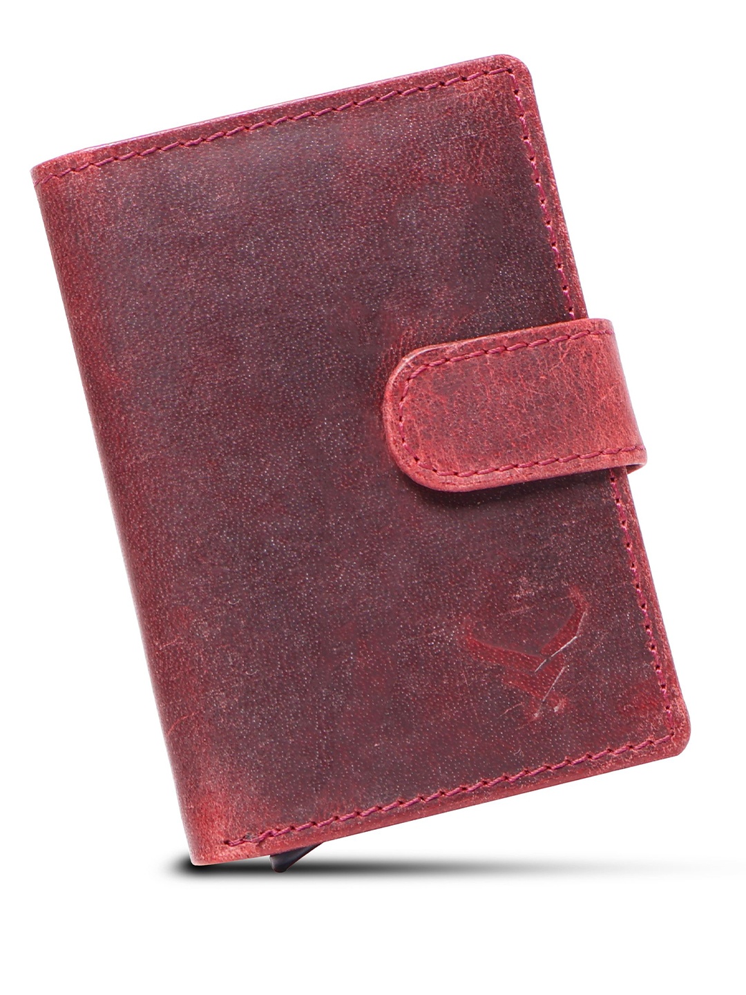 

REDHORNS Unisex Leather Two Fold Wallet, Maroon