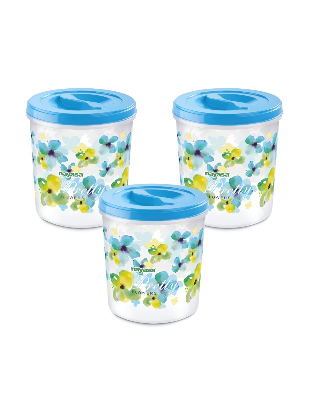 

Nayasa Store-In 22 Dlx Blue 3 Pieces Floral Printed BPA Free Air Tight Canister Containers