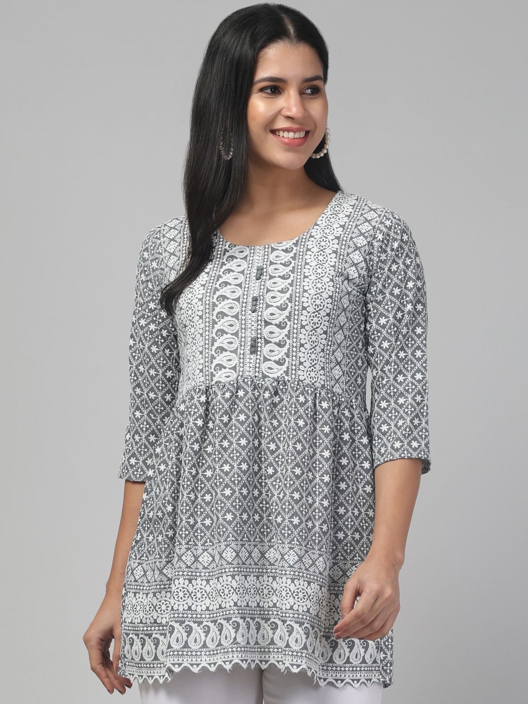 

Trend Level Women Embroidered Kurta, Grey