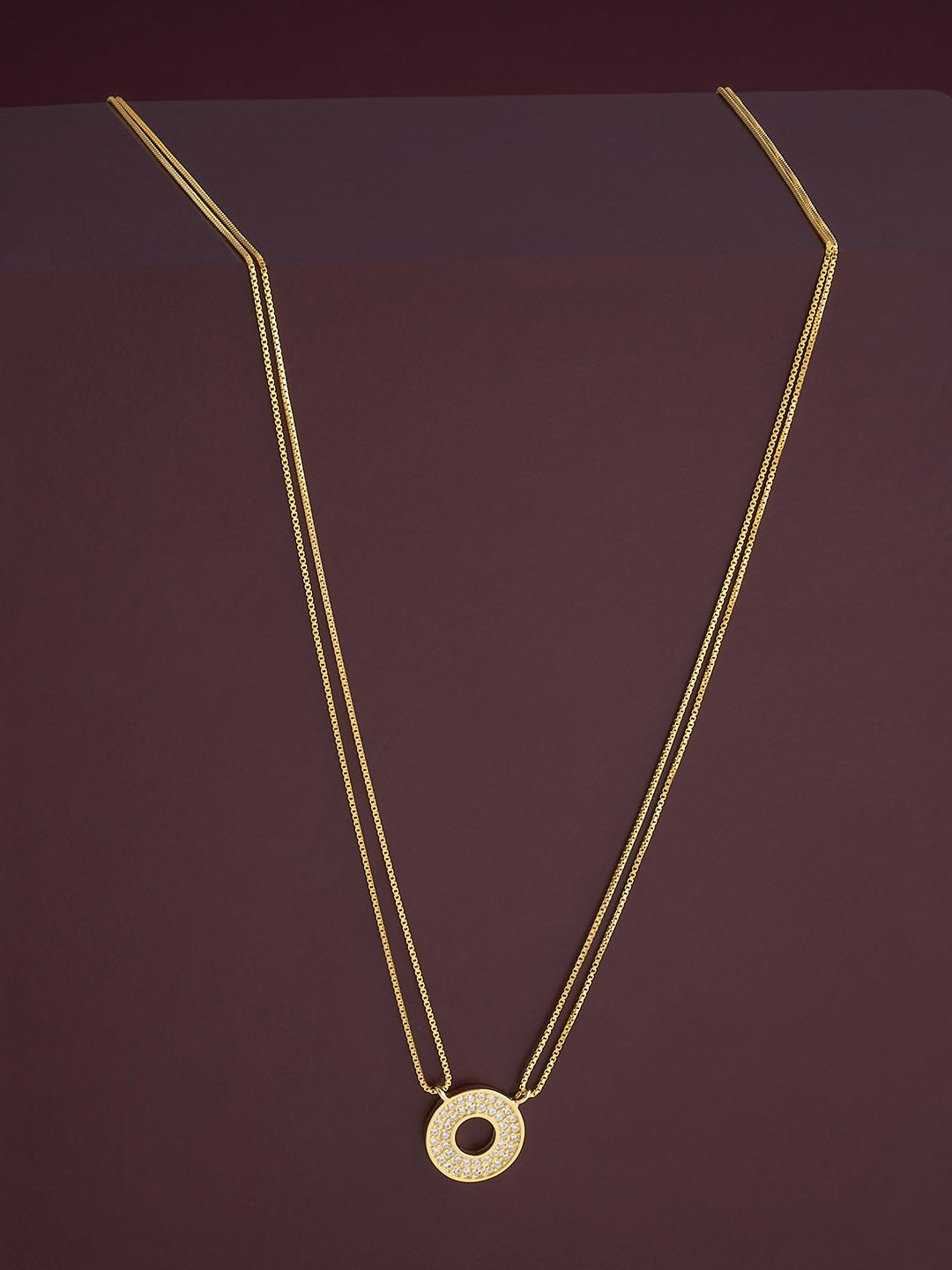

Kushal's Fashion Jewellery 92.5 Silver Gold Plated Cubic Zircon Studded Layered Chain