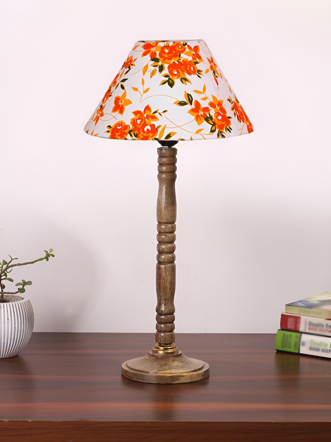 

Devansh White & Orange Colored Wooden Frustum Shaped Table Lamp