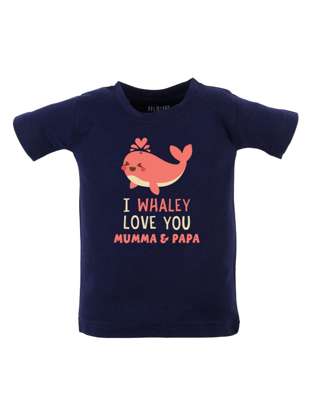 

FFLIRTYGO Unisex Kids Typography Printed Round Neck Cotton T-shirt, Navy blue