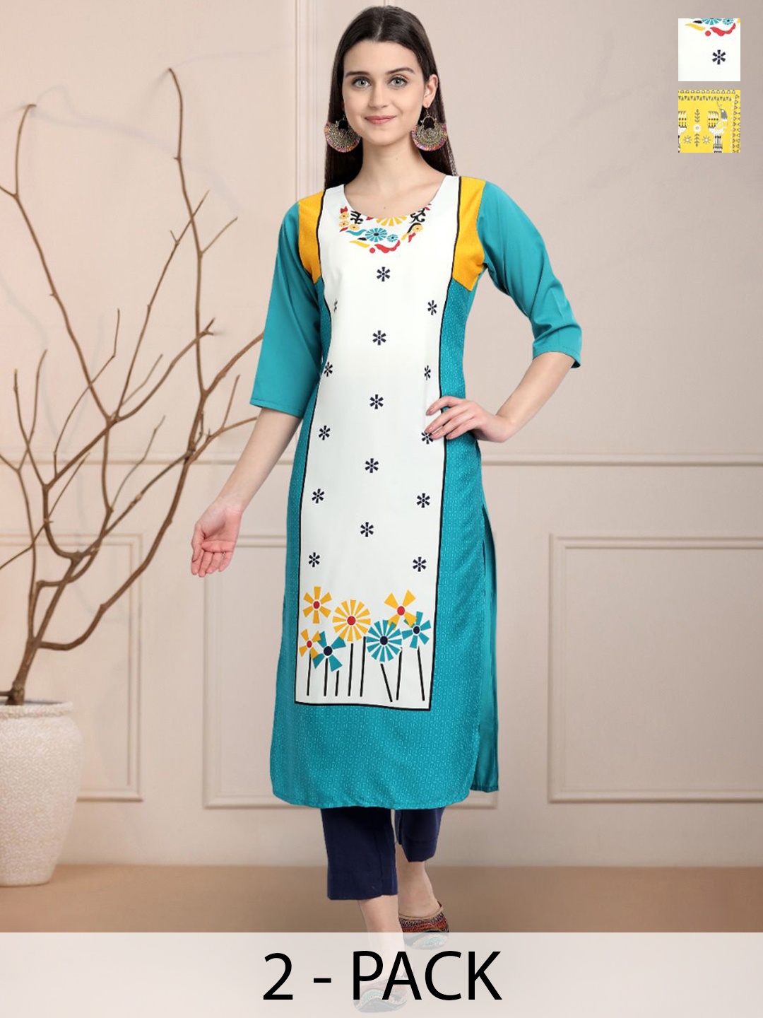 

Moda Rapido Women Ethnic Motifs Printed Floral Crepe Kurta, Multi