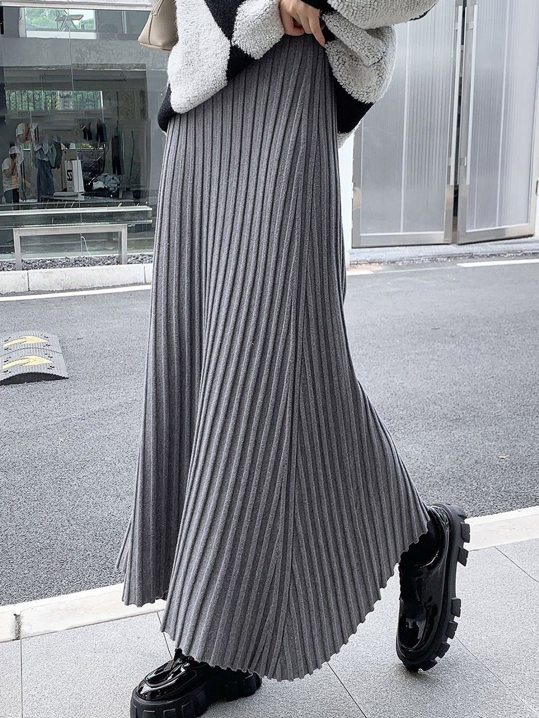 

bebe A-Line Maxi Skirt, Grey