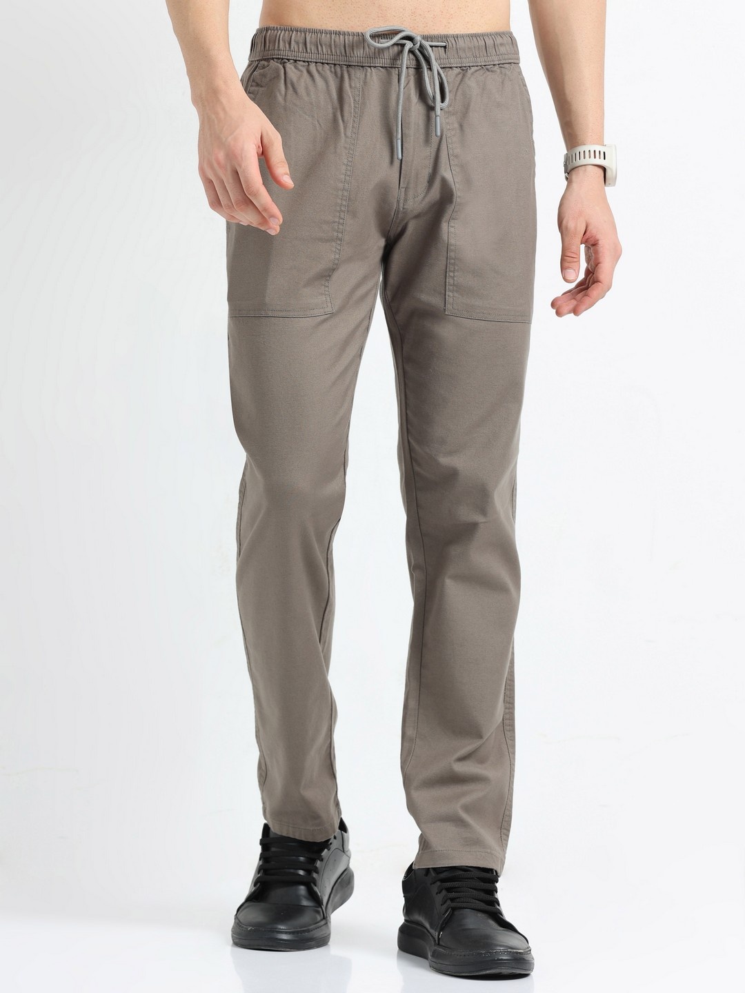 

NEVER NEUD Men Relaxed Joggers Trousers, Cream