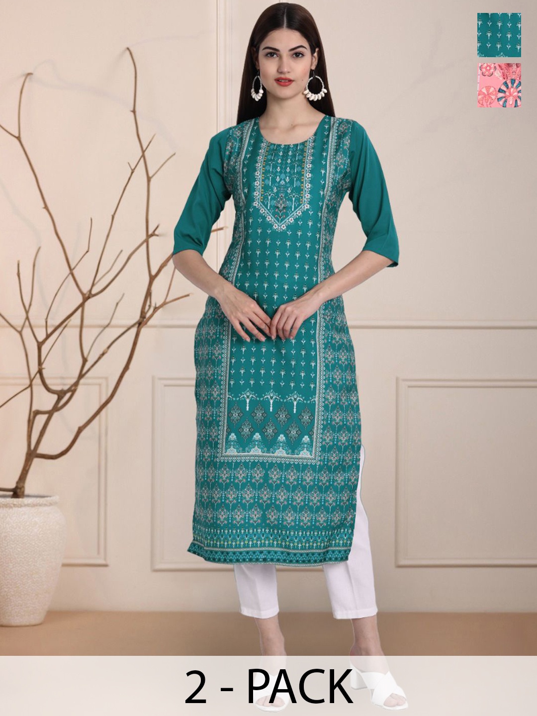 

Moda Rapido Women Ethnic Motifs Printed Floral Crepe Kurta, Multi