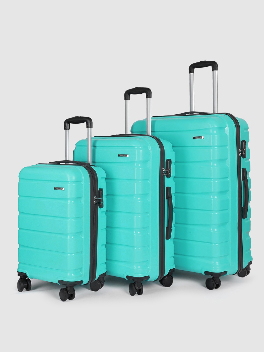 

Teakwood Leathers India Set of 3 360-Degree Rotation Hard Sided Trolley Bag-191L, Sea green