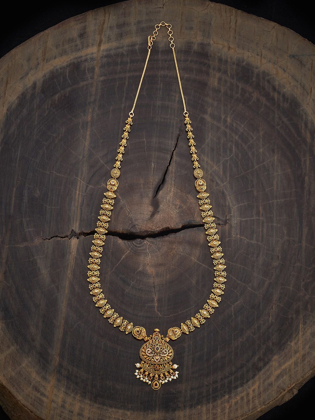 

Kushal's Fashion Jewellery Copper Ruby-Green Gold-Plated Antique Necklace