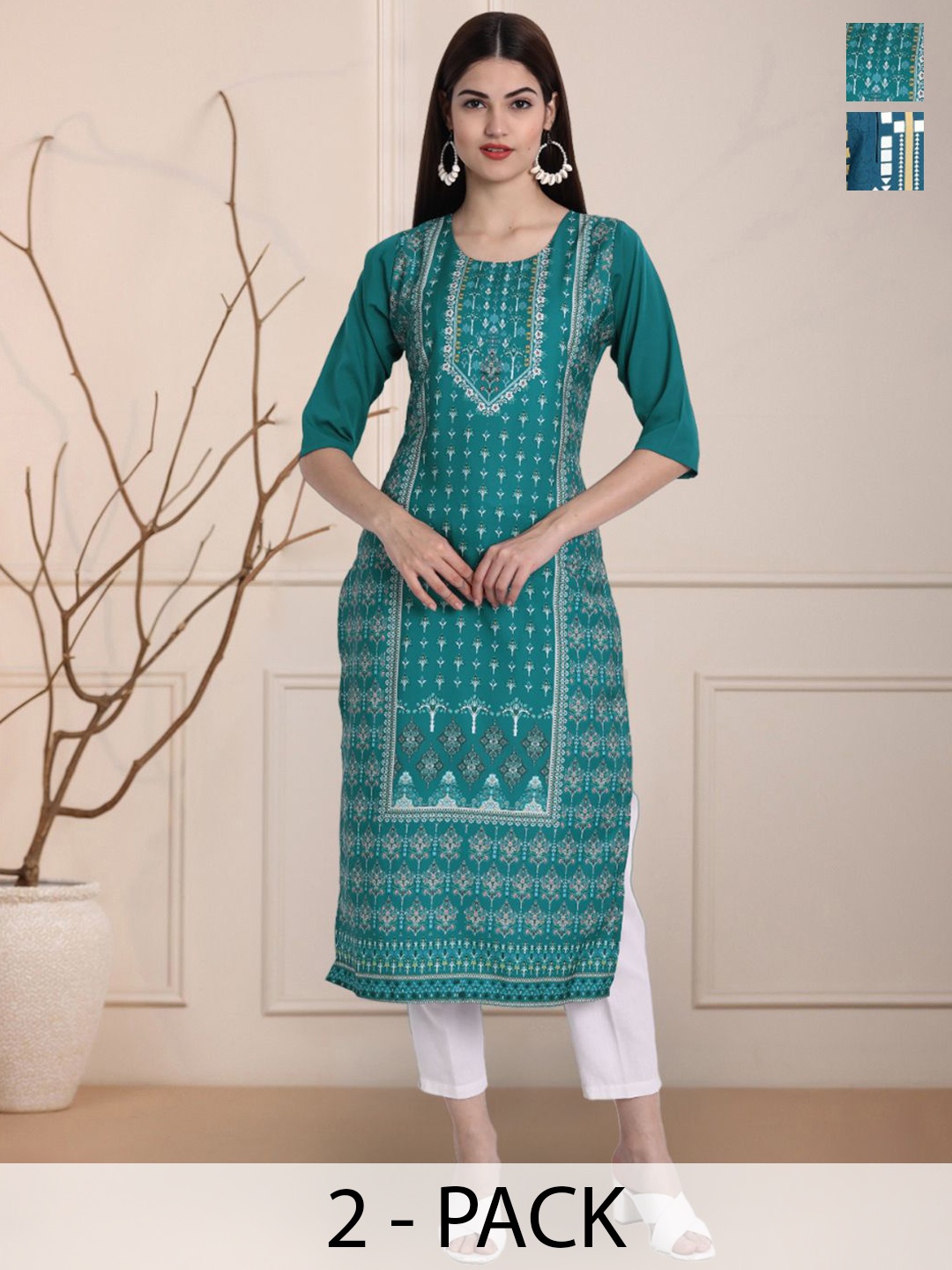 

Moda Rapido Women Ethnic Motifs Printed Floral Crepe Kurta, Multi