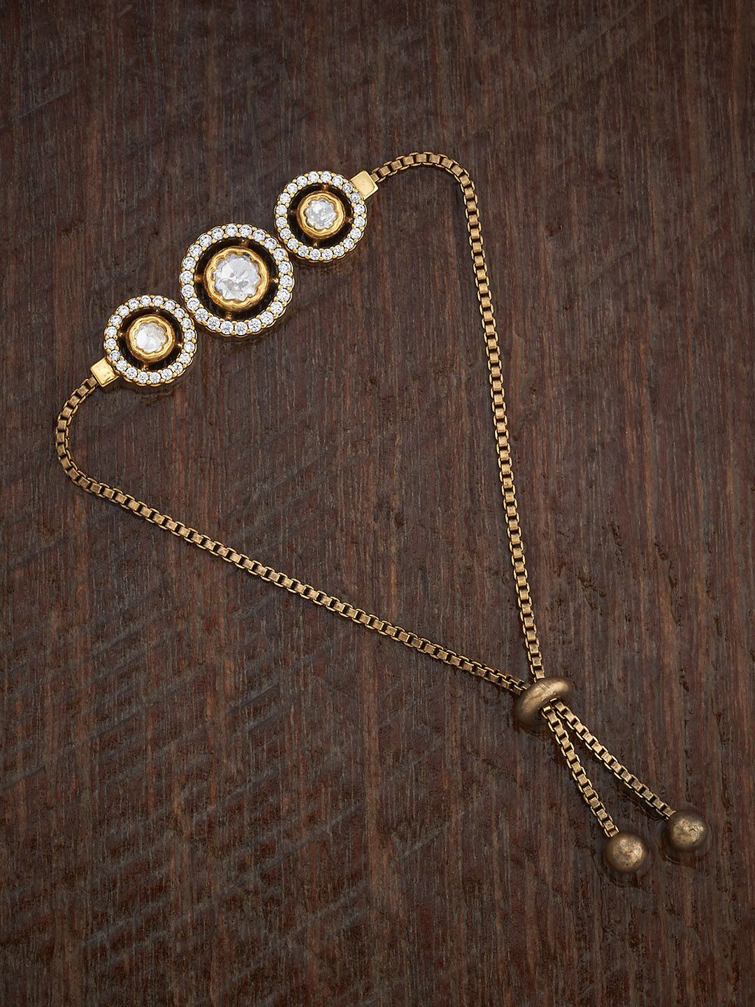 

Kushal's Fashion Jewellery Women White Gold-Plated Kundan Link Bracelet