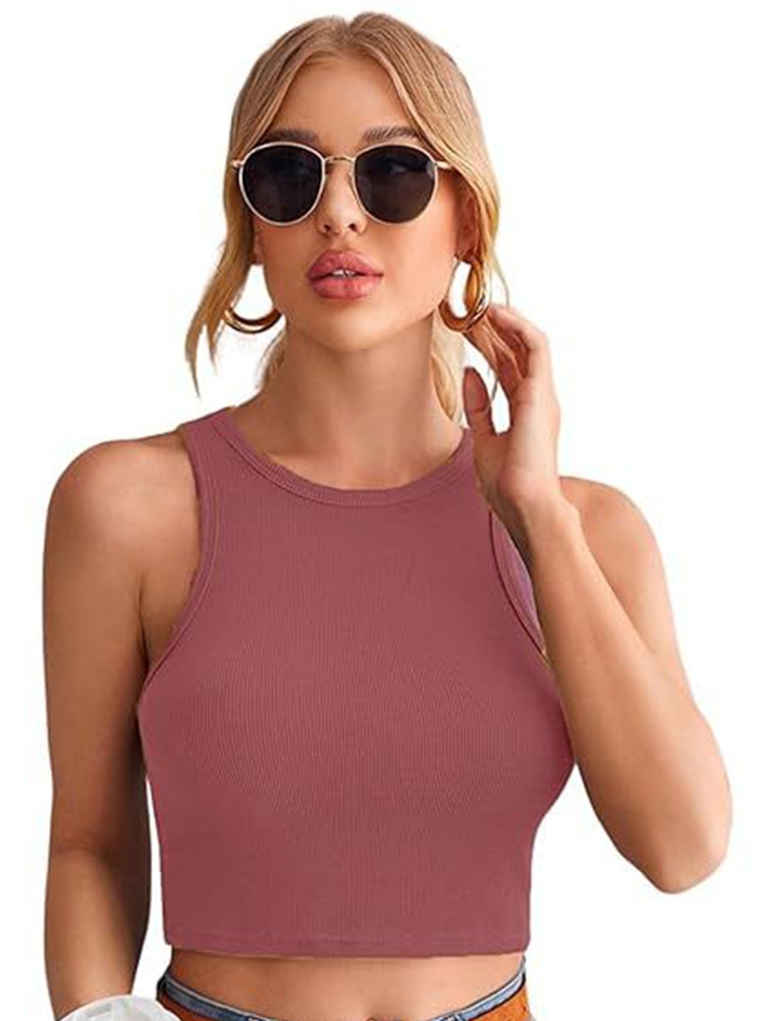 

KASHIAN Tank Crop Top, Rust