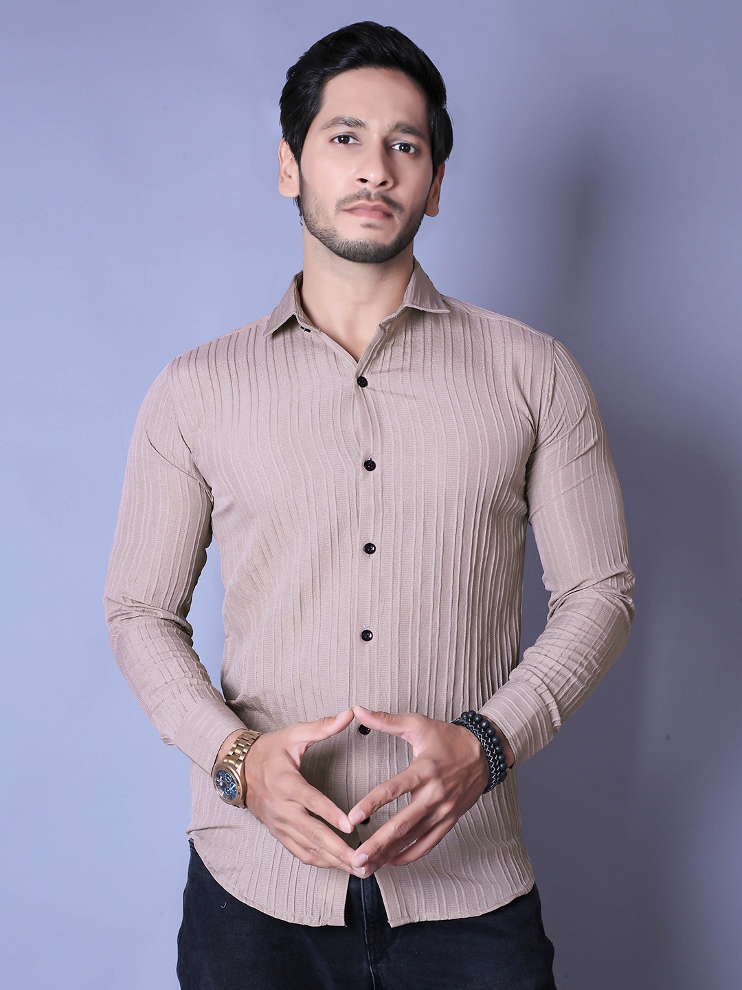 

ALMORA Men Original Opaque Casual Shirt, Cream