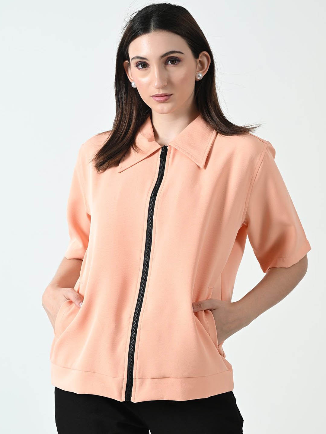 

EKSDEE Women Lightweight Tailored Jacket, Peach