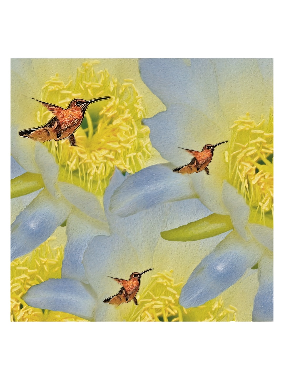 

Inephos Yellow & blue Birds and Animals Printed Canvas Wall Art