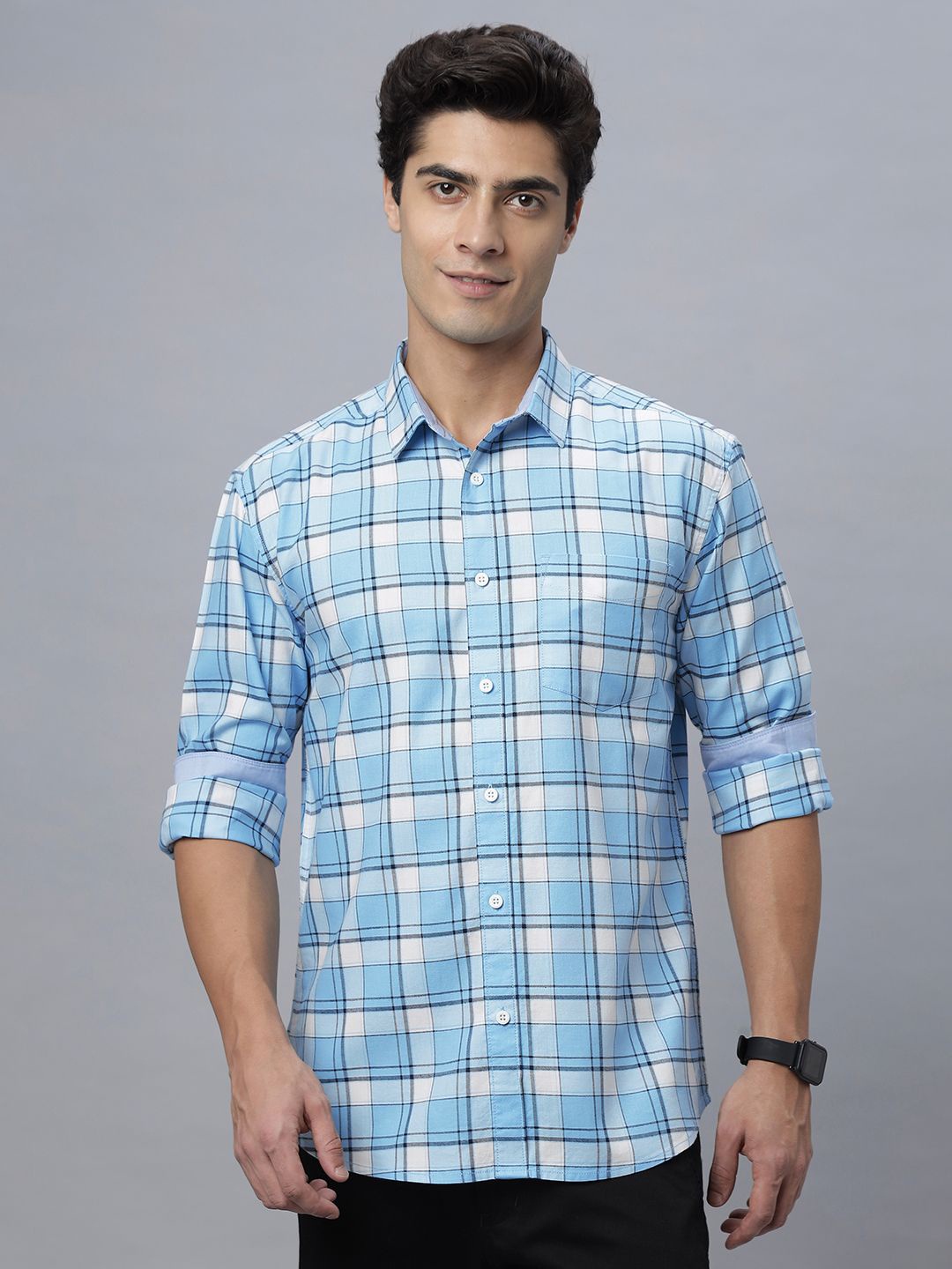 

NEON CHILLIE Men Tartan Checks Opaque Checked Casual Shirt, Blue