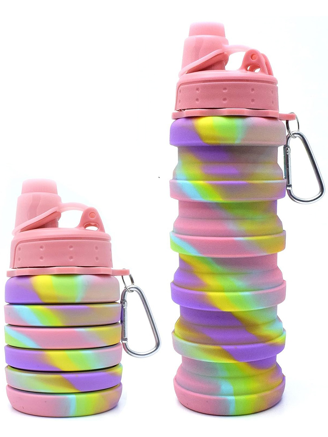 

SALPITOYS Unisex Set of 2 Silicon Printed Water Bottle, Pink