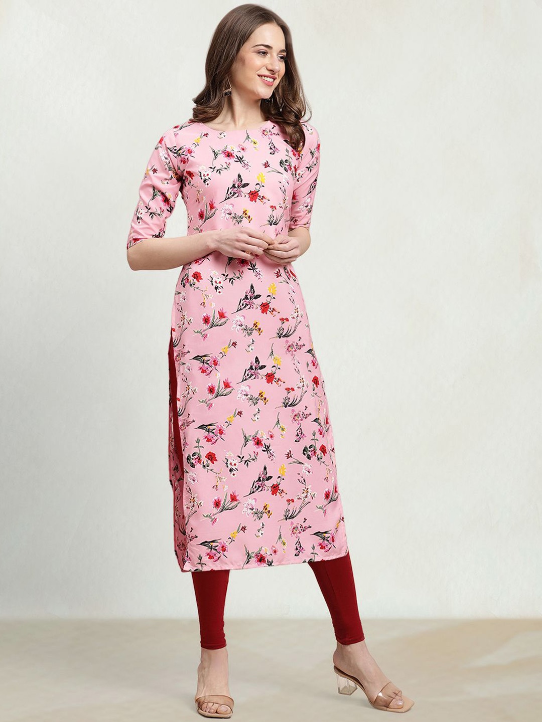 

Moda Rapido Floral Printed Straight Kurta, Pink