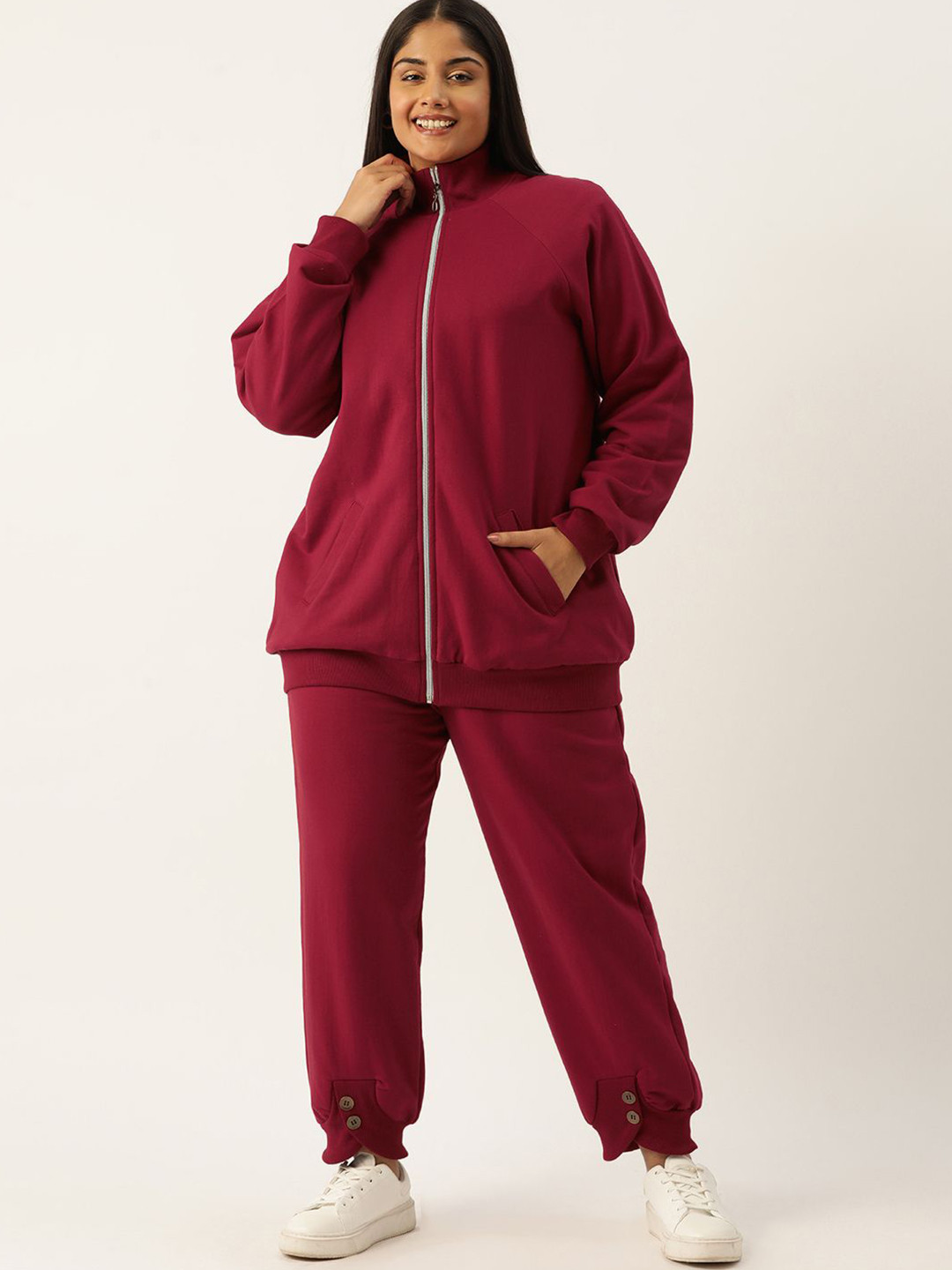 

theRebelinme Plus Size Sweatshirt & Trousers Co-Ords, Maroon