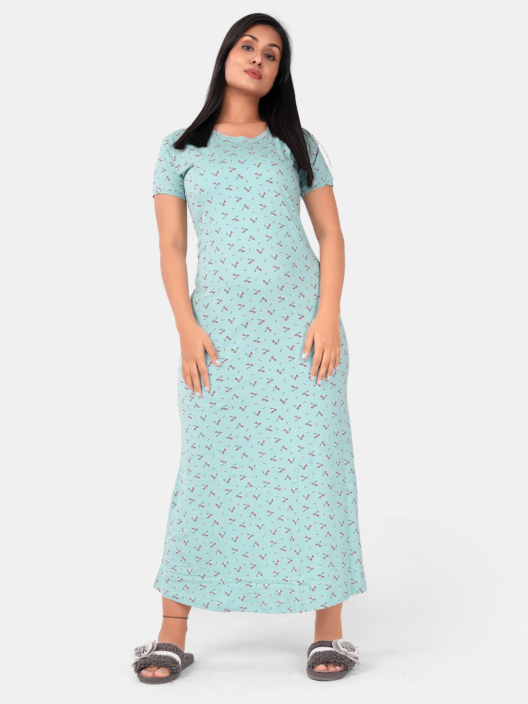 

SWEET MOON Floral Printed Maxi Nightdress, Blue