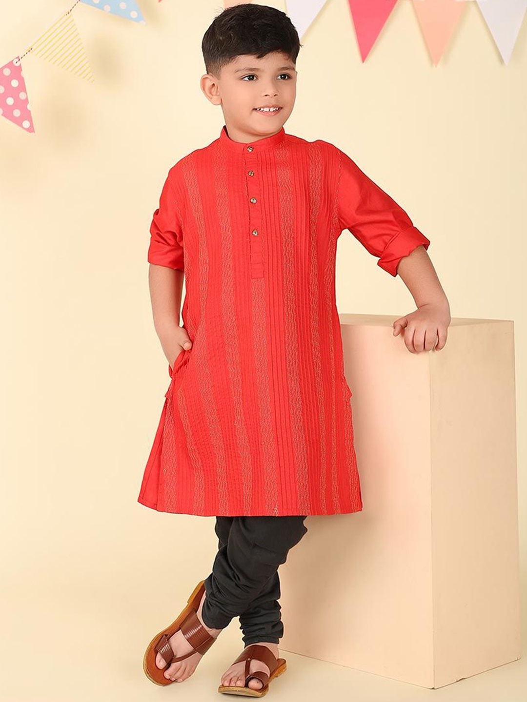 

Fabindia Boys Thread Work Kurta, Red