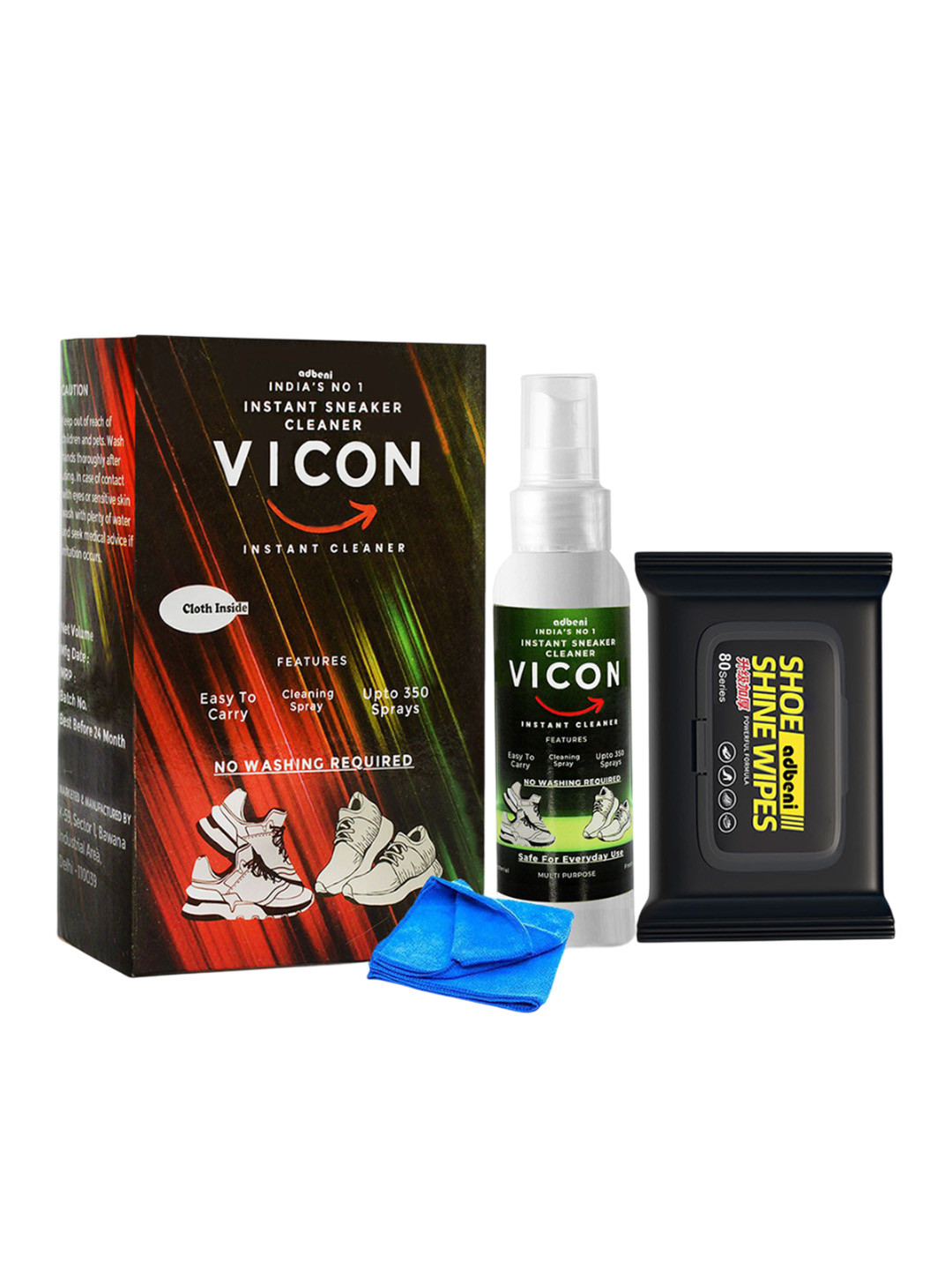 

Adbeni Shoe Cleanning Kit-Instant Shoe Cleaner With Free Cloth & Shoe Wipes, Assorted