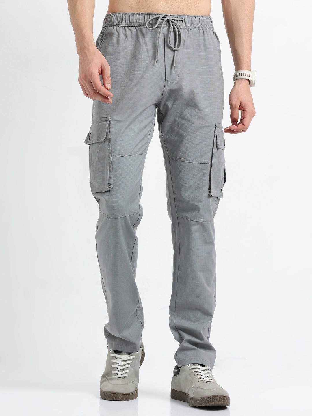 

NEVER NEUD Men Relaxed Breeze Cargos Trousers, Grey