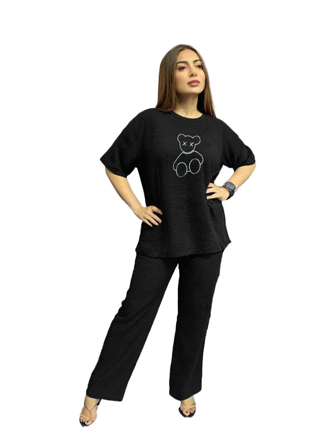 

Trusha Dresses Printed T-shirt with Trousers, Black