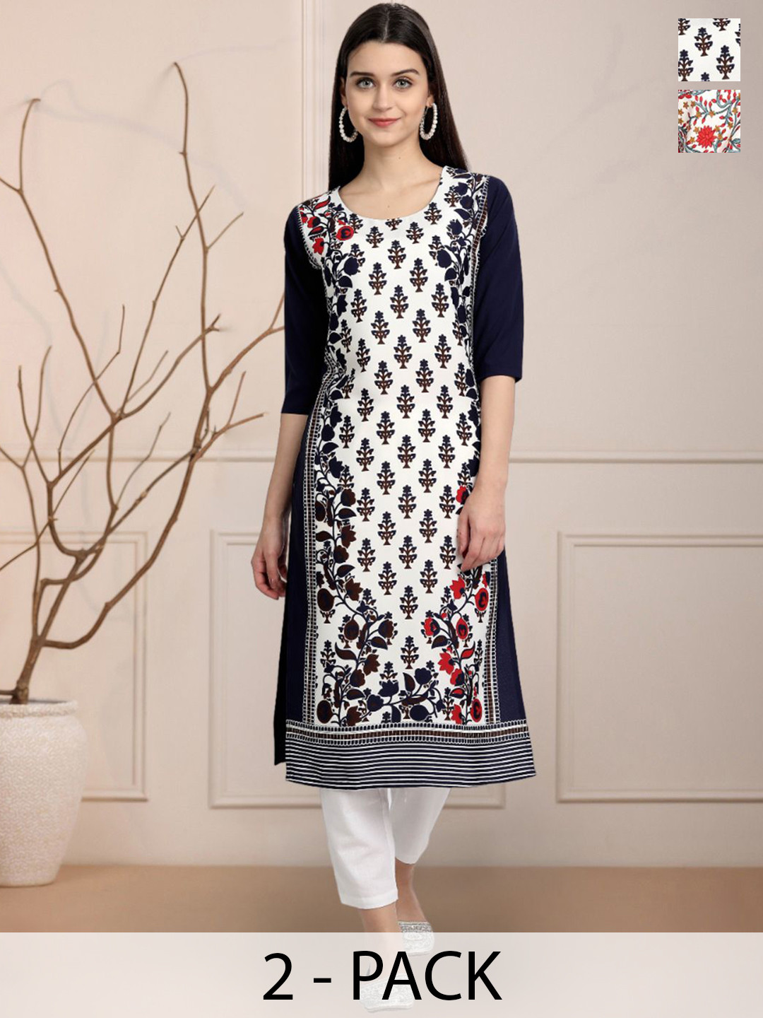 

Moda Rapido Women Ethnic Motifs Printed Floral Crepe Kurta, Multi