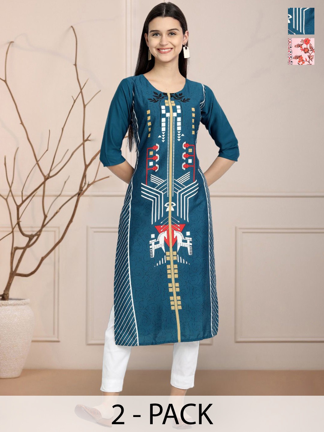 

Moda Rapido Women Ethnic Motifs Printed Floral Crepe Kurta, Multi