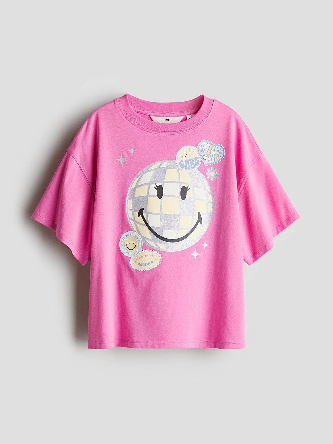 

H&M Printed Cotton T-shirt, Pink