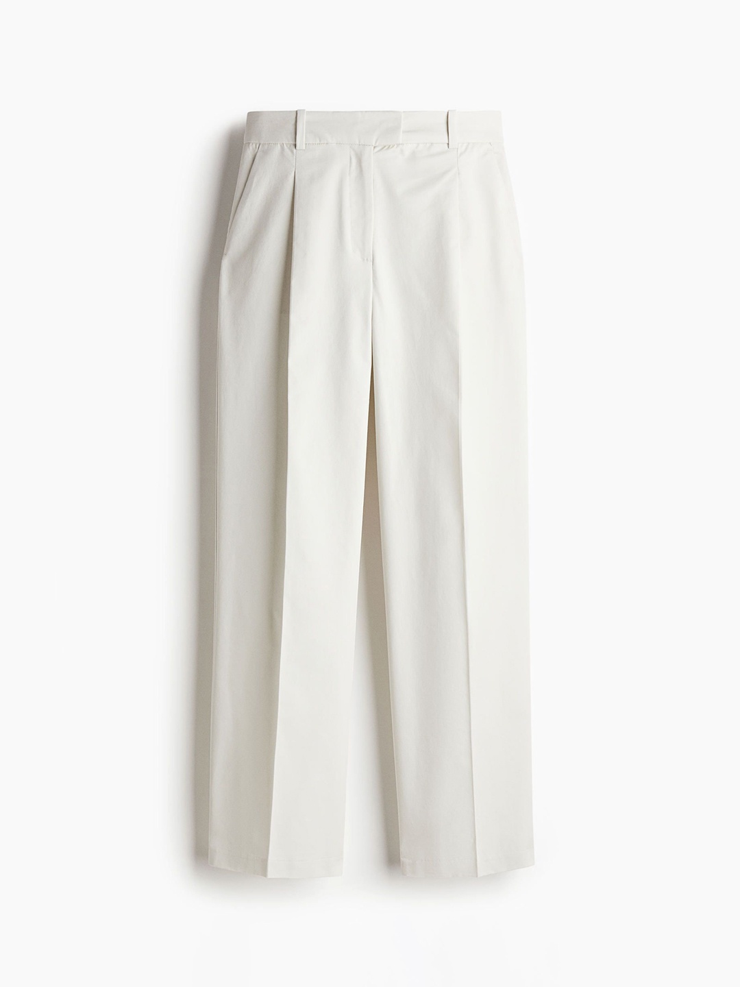 

H&M Women Pure Cotton Crease-Leg Chinos, White