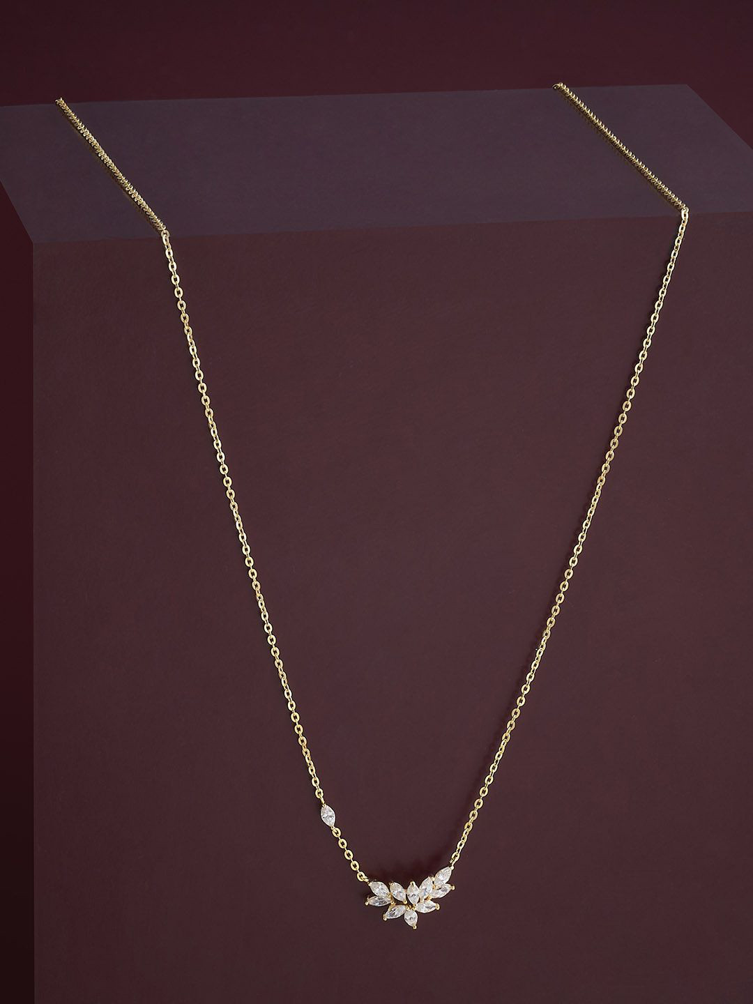 

Kushal's Fashion Jewellery 92.5 Silver Gold Plated Cubic Zircon Studded Pendant Chain