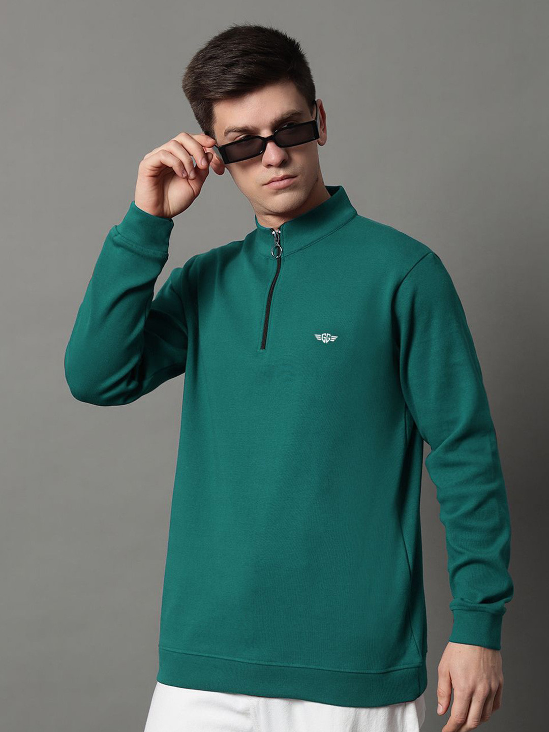 

GET GOLF Men Mock Collar Long Sleeves Sweatshirt, Sea green