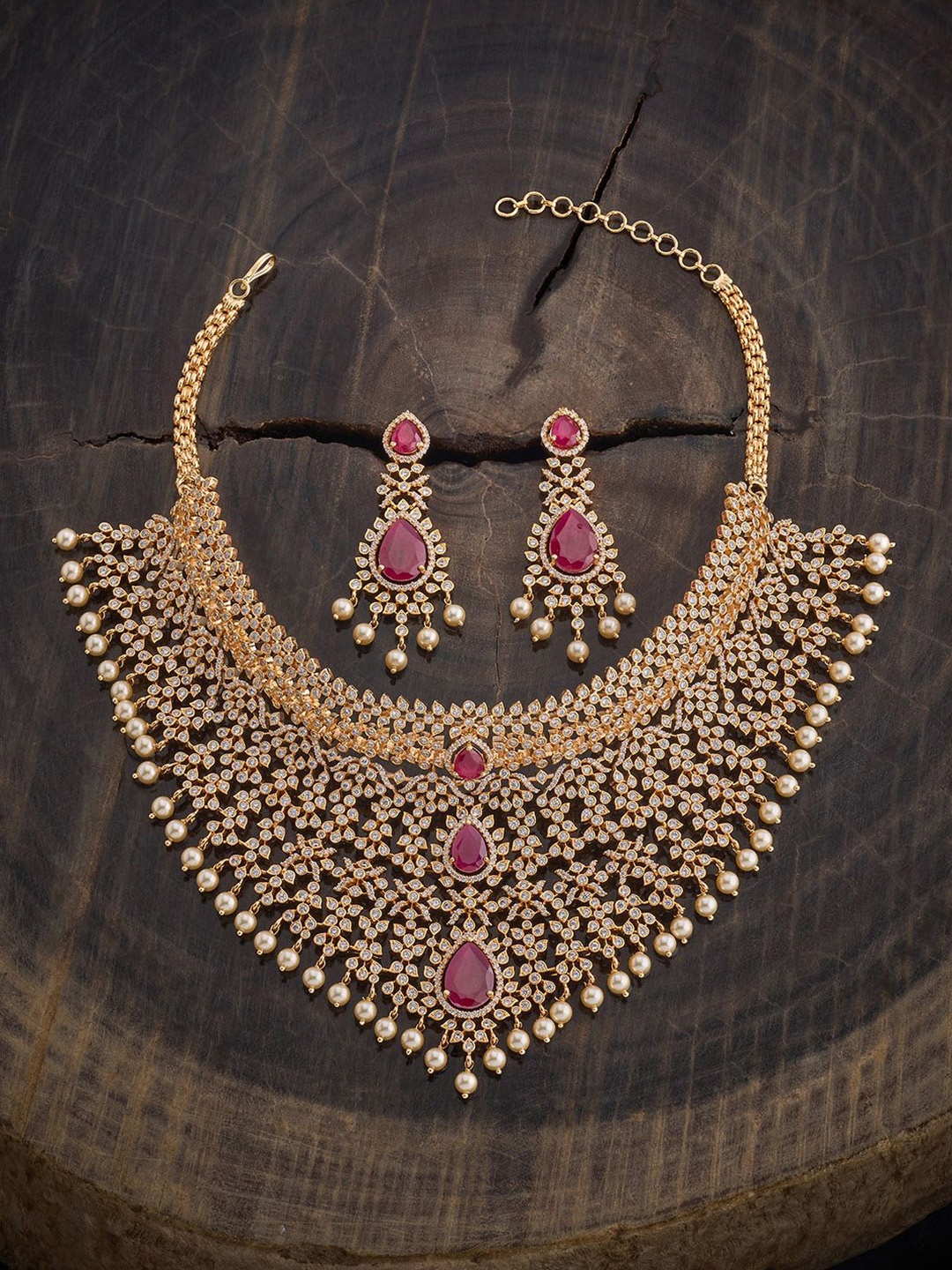 

Kushal's Fashion Jewellery Gold-Plated Cubic Zirconia-Studded Jewellery Set