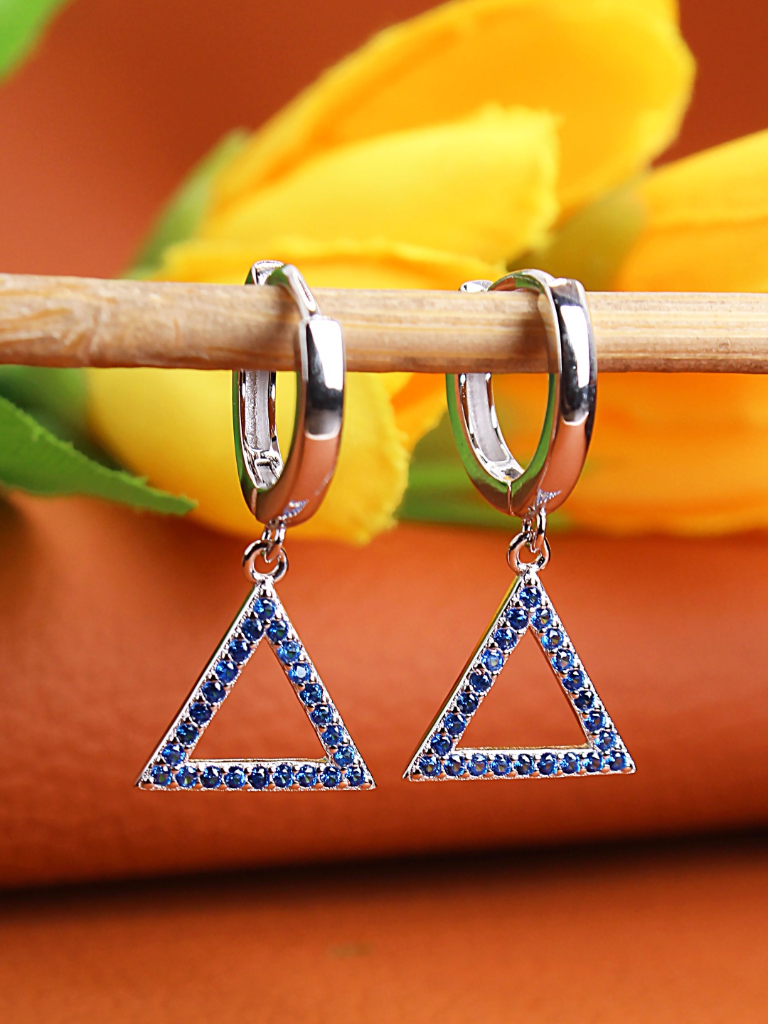 

DEVASHREE Triangular Hoop Earrings, Blue