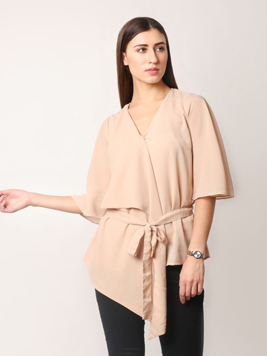 

DELIS Monochrome Georgette Top, Beige