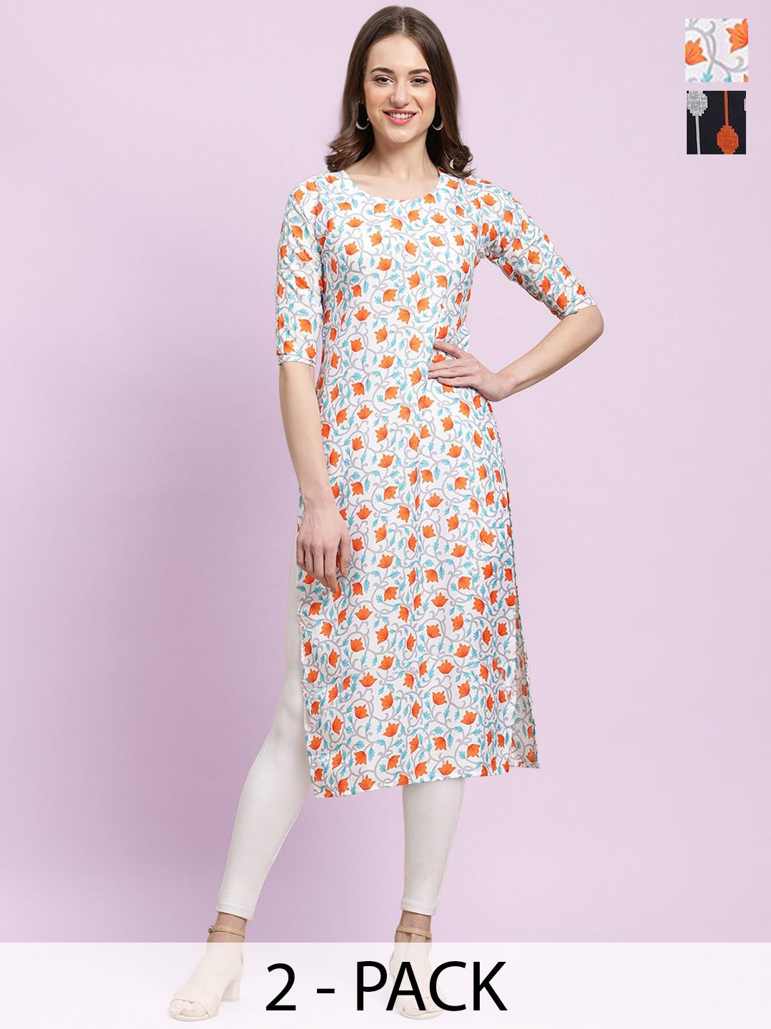 

Moda Rapido Women Ethnic Motifs Printed Floral Crepe Kurta, Multi