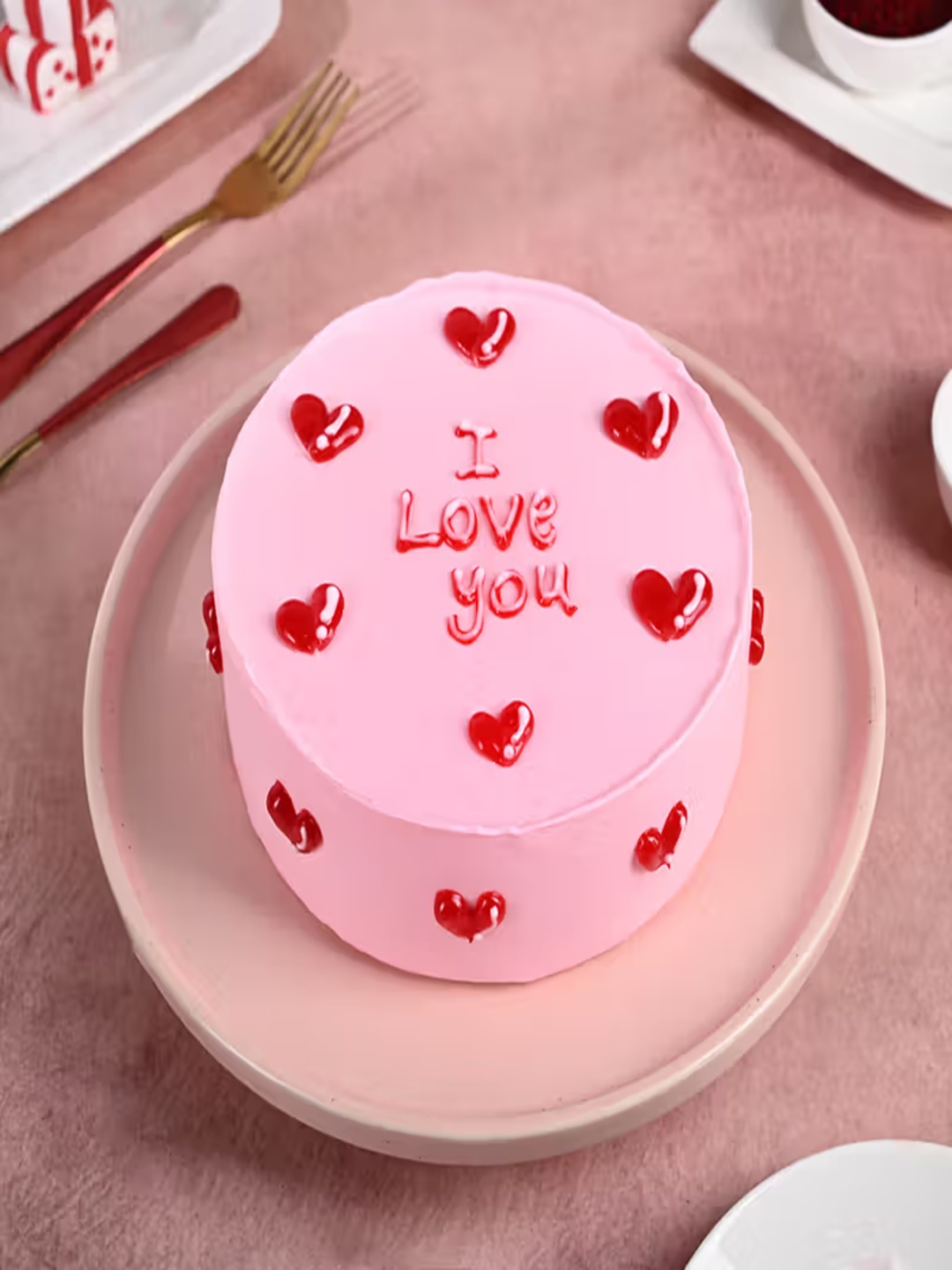 

Floweraura Butterscotch Eggless Round Shape Cake - 4Kg, Pink