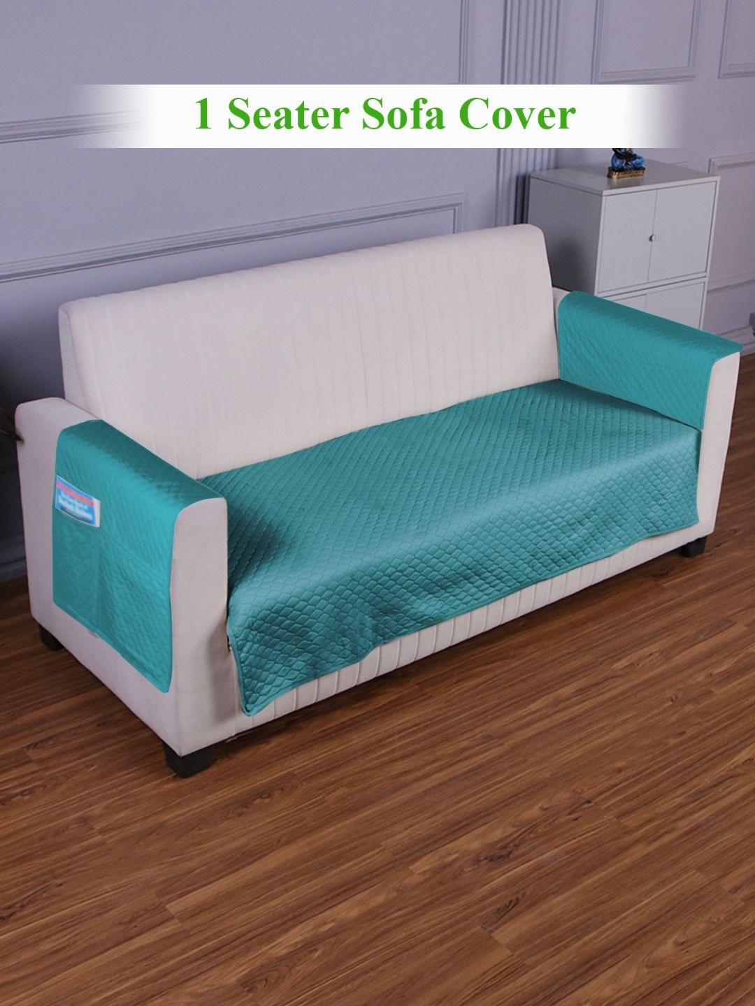 

HOKIPO Teal 3 Pieces Self Design 1 Seater Seat Mat with Arms