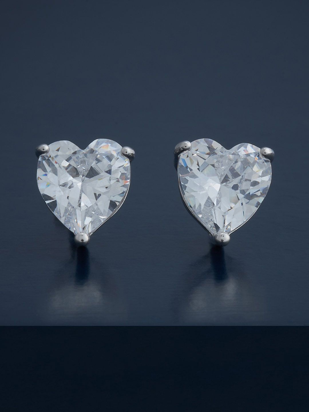 

Kushal's Fashion Jewellery 92.5 Silver Rhodium-Plated Classic Studs Earrings, White