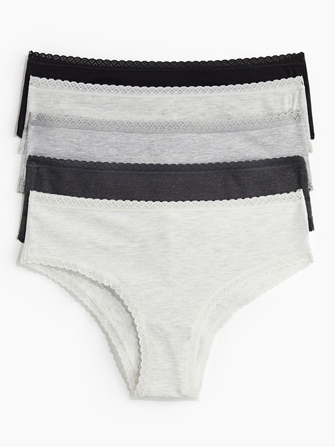 

H&M Women Pack of 5 Cotton Hipster Briefs, Grey