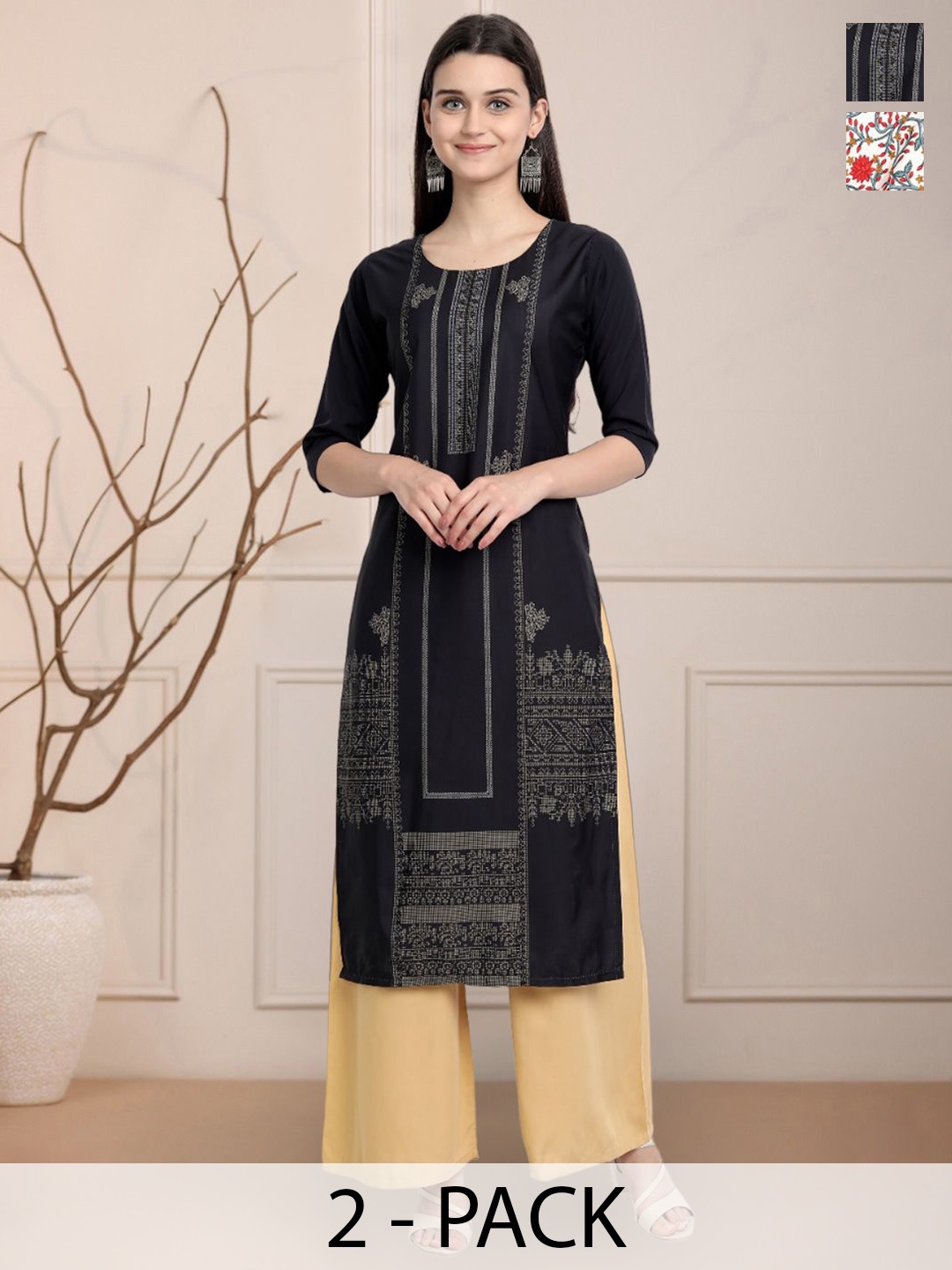 

Moda Rapido Women Ethnic Motifs Printed Floral Crepe Kurta, Multi