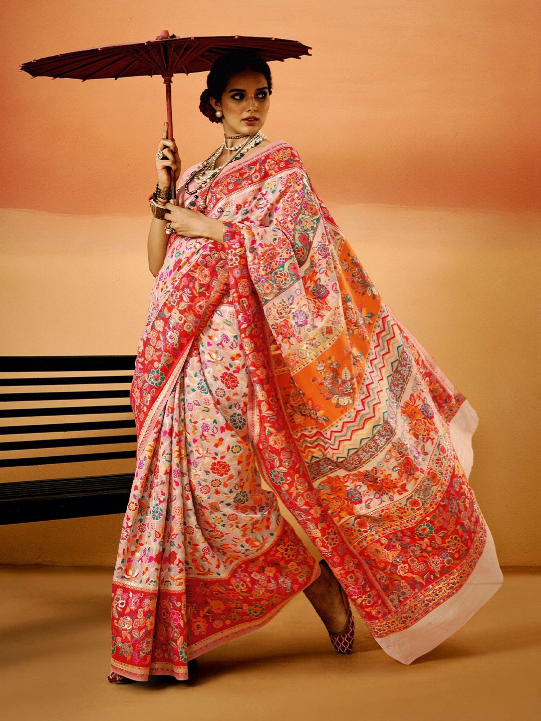 

MAHALASA women Woven Design Zari Pure Silk Saree, Pink