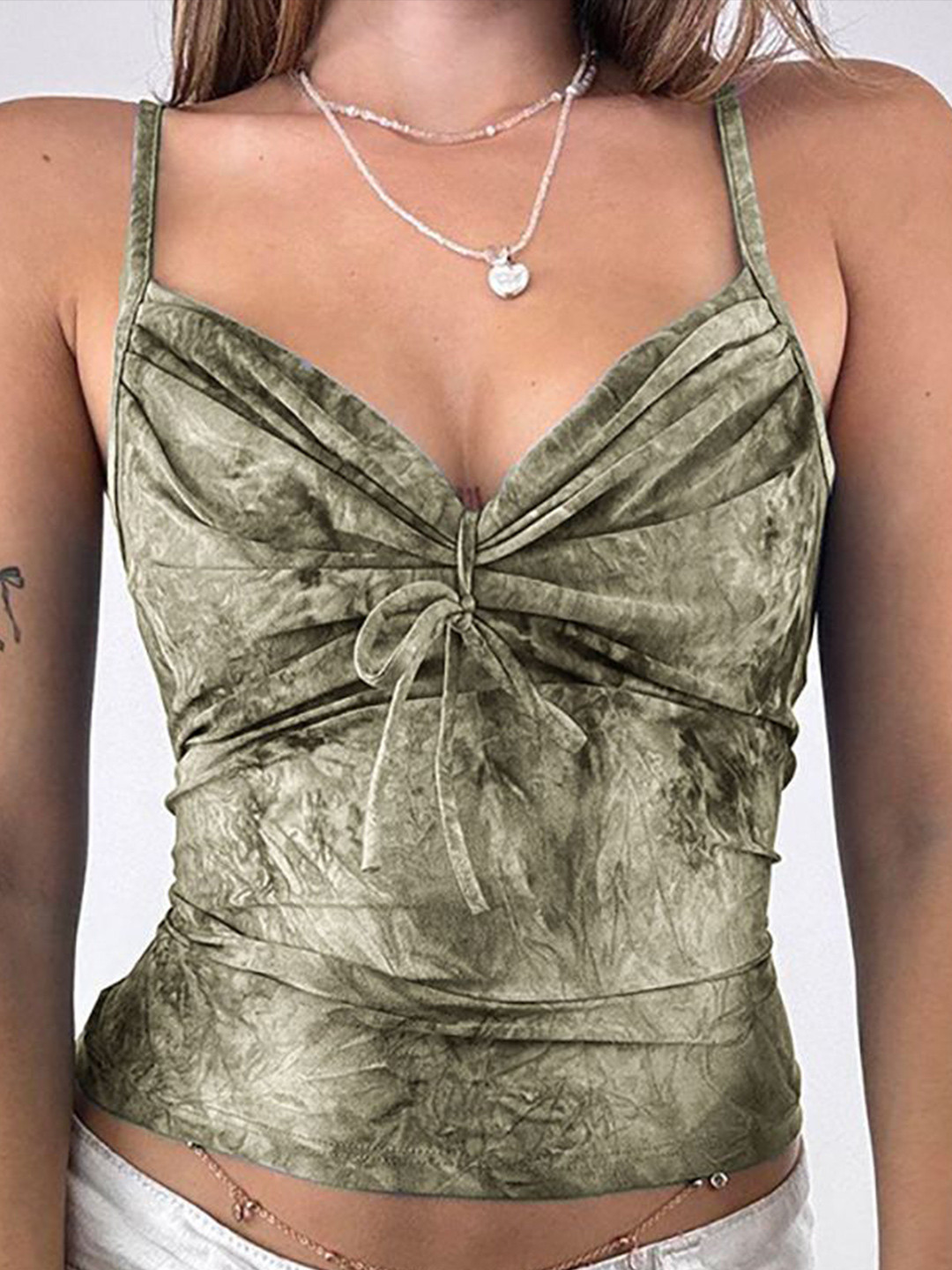 

StyleCast x Revolte Tie and Dye Fitted Crop Top, Green