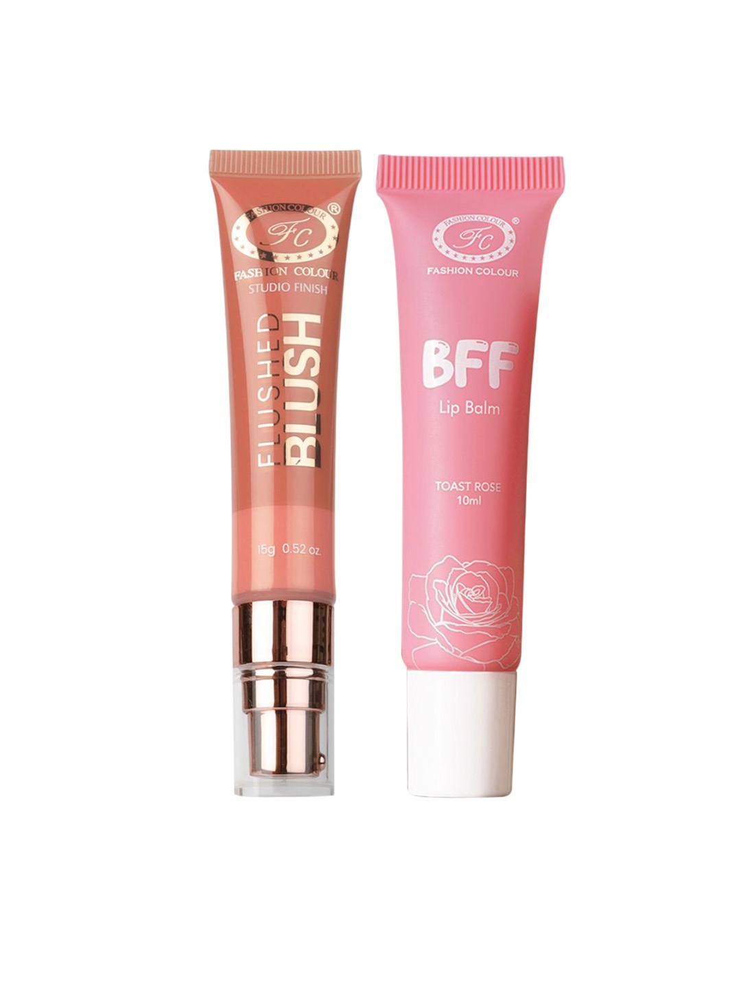 

Fashion Colour Set Of 2 Studio Finish Flushed Blush- 15 ml Rose Red & BFF Lip Balm - 10 ml, Pink