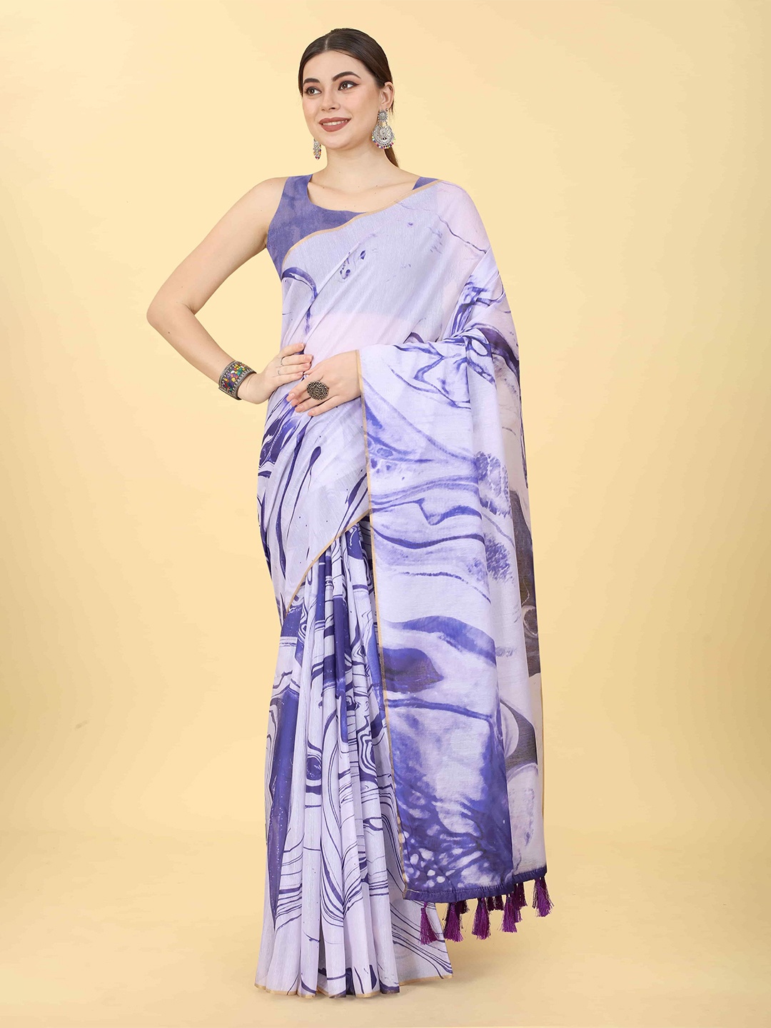 

DIVASTRI Zari Bomkai silk Saree, Purple