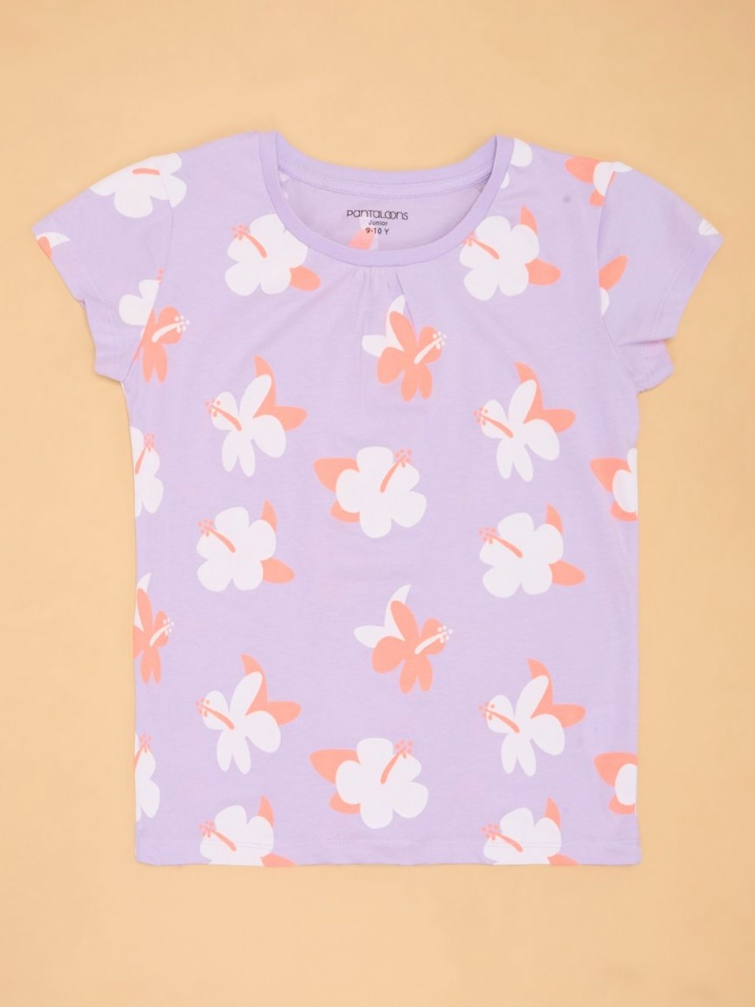

Pantaloons Junior Girls Floral Printed Round Neck Cotton T-shirt, Lavender