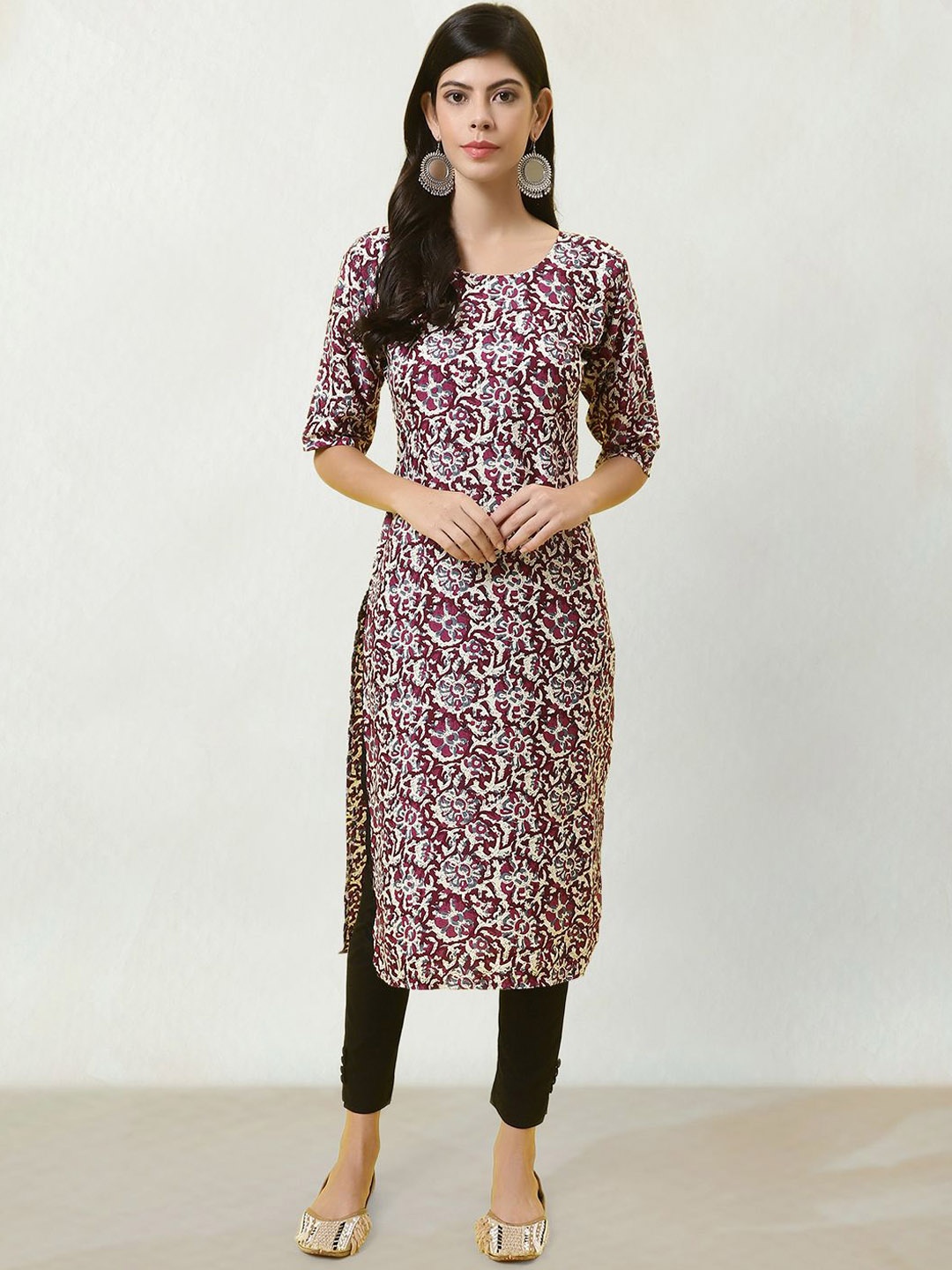 

Moda Rapido Floral Printed Straight Kurta, Purple