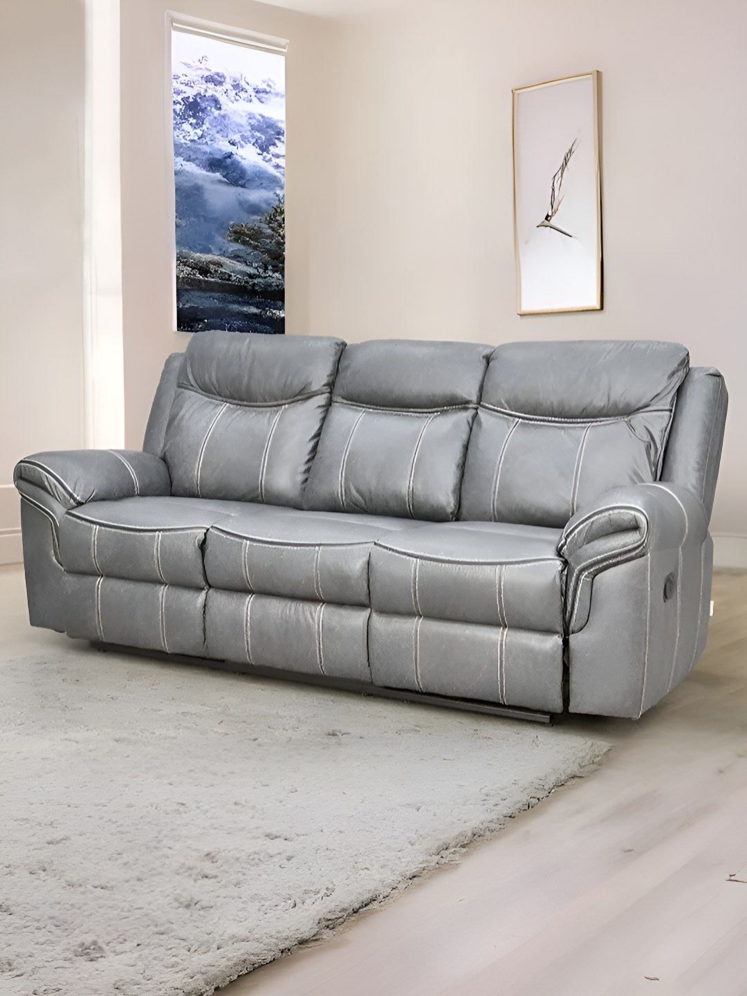 

Royaloak Grey Sepang Malaysian Leatherette 3 Seater Recliner